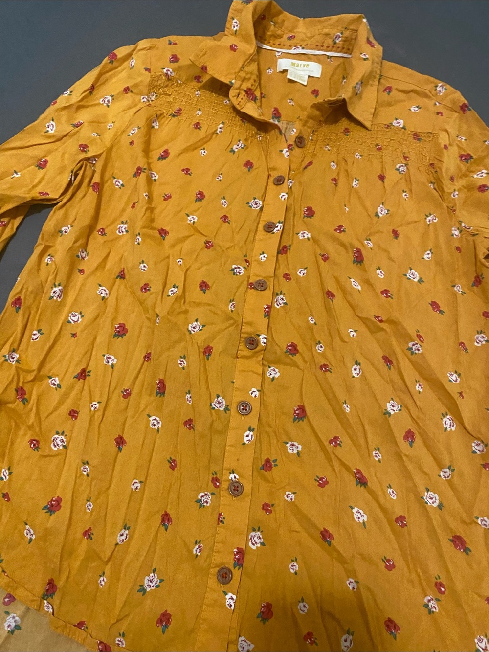 Maeve Mustard Floral Button-Front Shirt